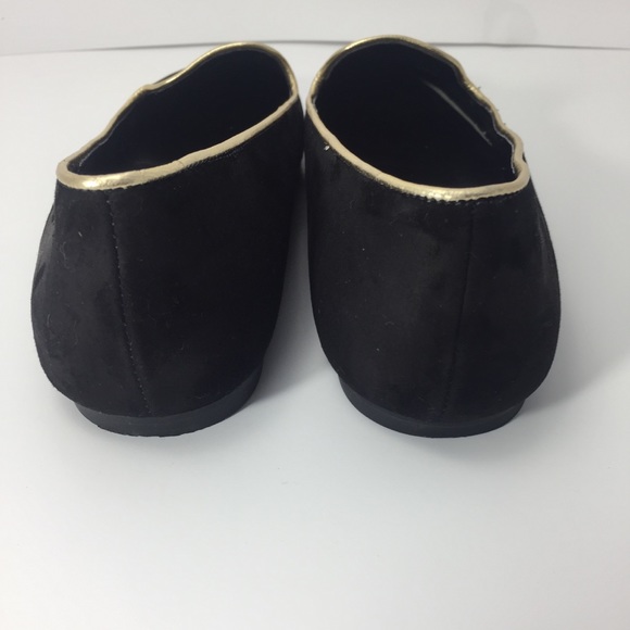 Cole Haan Black Suede Gold Piping Ballet Flats - Picture 2 of 6
